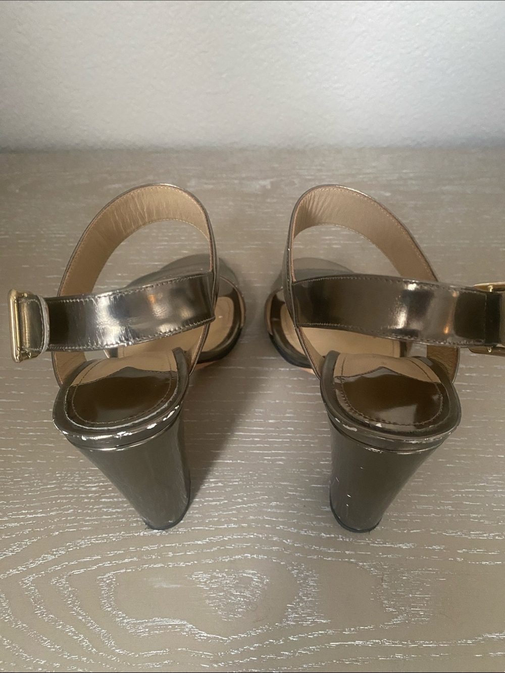 Theory Gold Block heels with Two-Strap Slingback sandals EU 37 - Picture 5 of 8